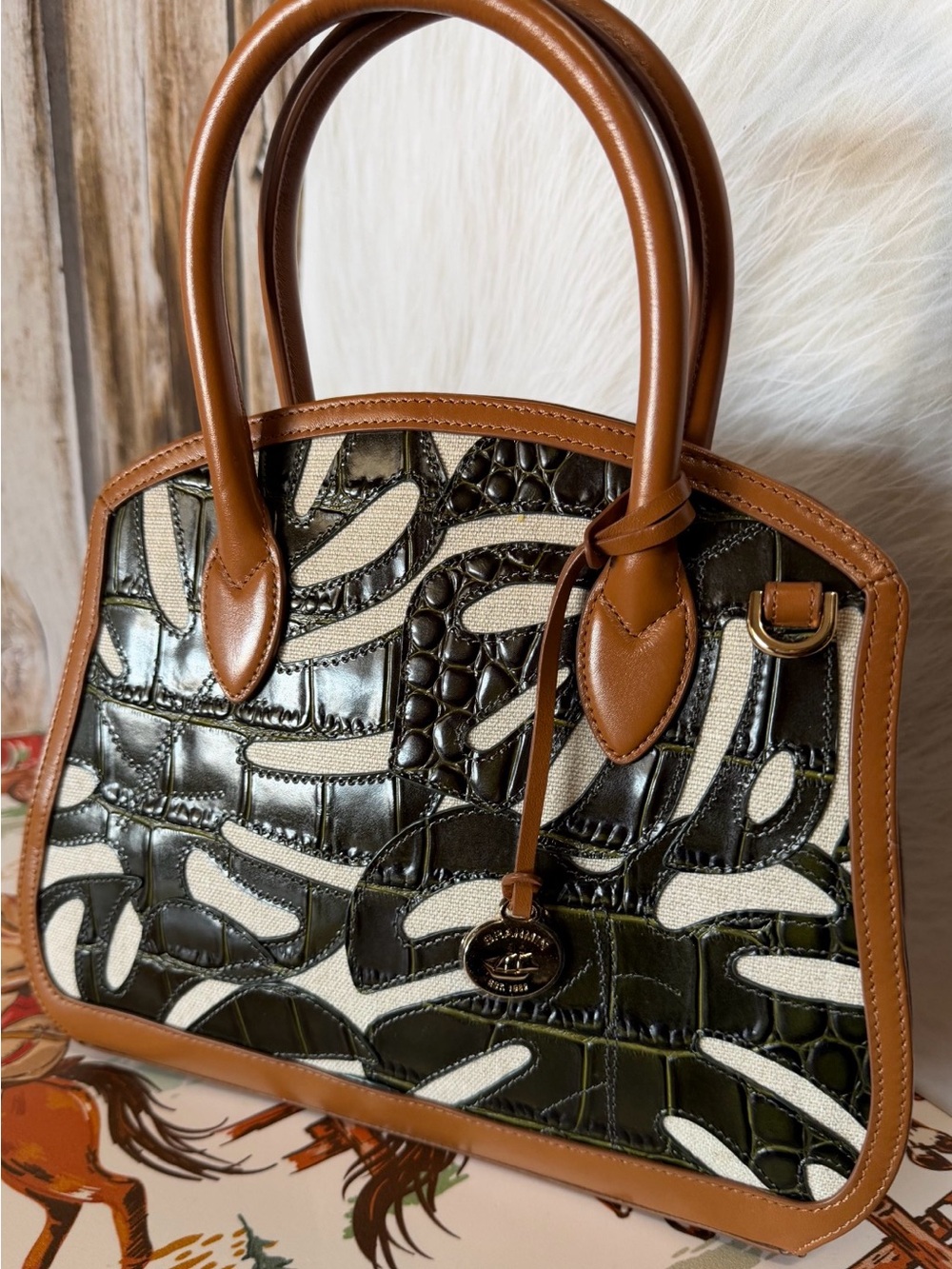 FIRM Brahmin Rosetta Cacti Green Abrigado Leather NWT $445 - Picture 6 of 16